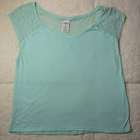 Victoria's Secret Pink Sea Grass Tanktop w/Lace Small - Picture 1 of 5